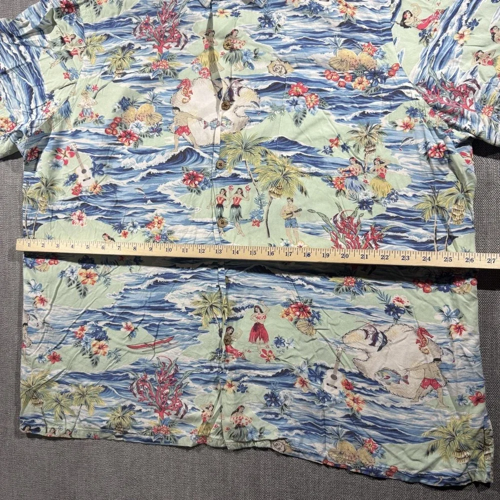 Polo Ralph Lauren Shirt Mens 2XL Multicolor Hawaiian Hula Short Sleeve Button Up